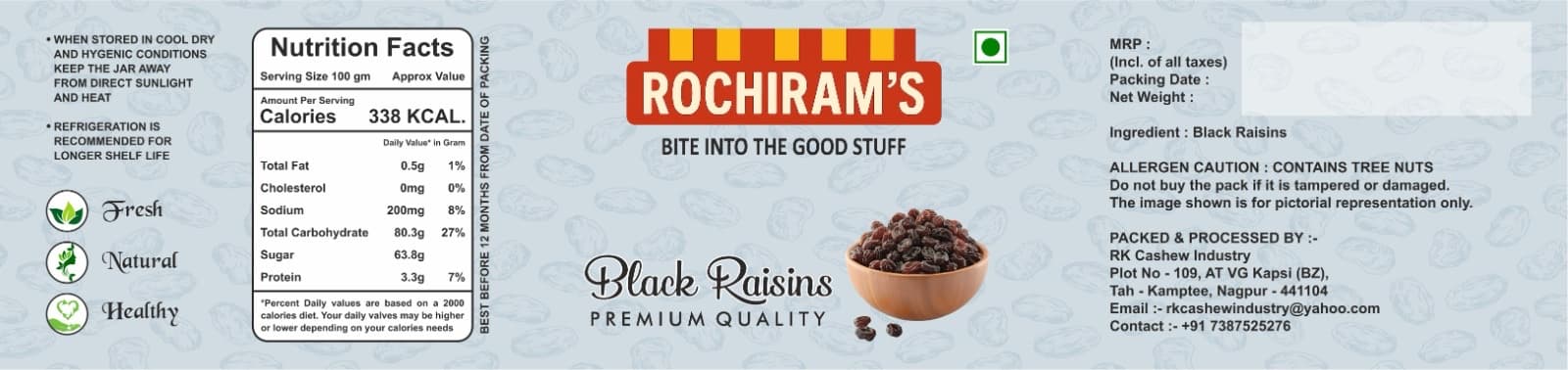 Black Raisins front label