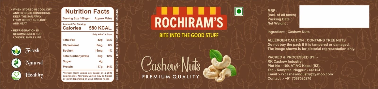Cashews front label