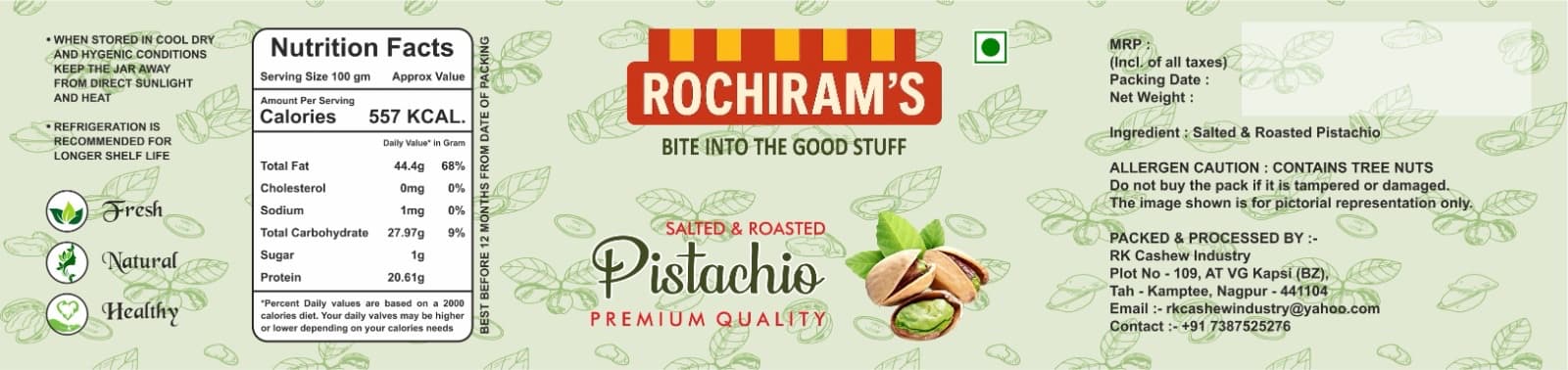 Pistachios front label